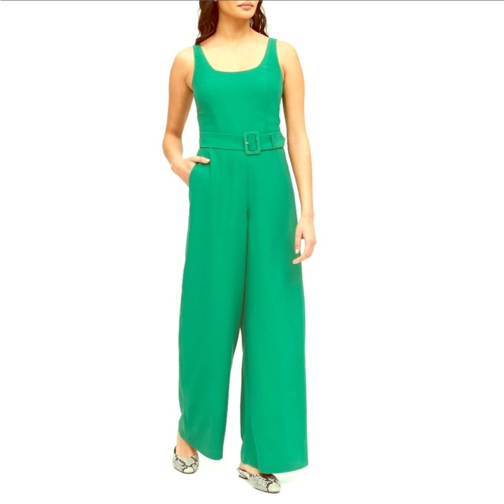J. Crew Green Palazzo Jumpsuit with Belt
